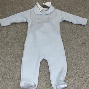 Mio Cotton Peru pima baby blue footie onesie Quilted Kids One Piece new collar
